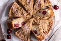 Pillowy Cherry Streusel Coffee Cake