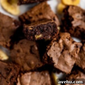 Decadent Banana Fudge Brownies 2 A close up of the rich, fudgy interior of a banana brownie, showing its moist texture.