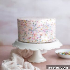 Instant Party Sprinkle Frosting 2 A cake frosted with funfetti frosting.