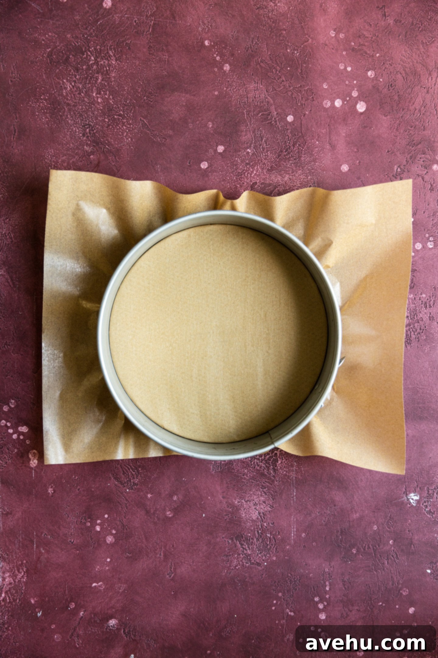 Velvet Chocolate Mousse Cake No Gelatin Needed 4 A springform pan lined with parchment paper.