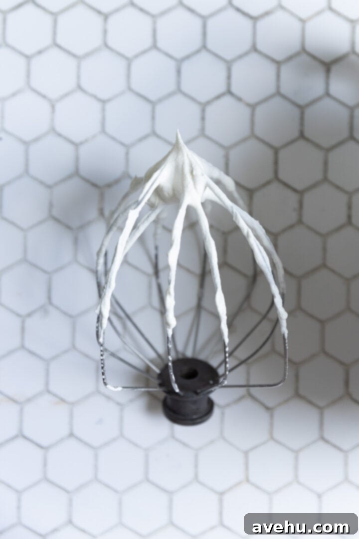 No-Bake 4-Ingredient Chocolate Dream 5 A beater with stiff peaks on it.