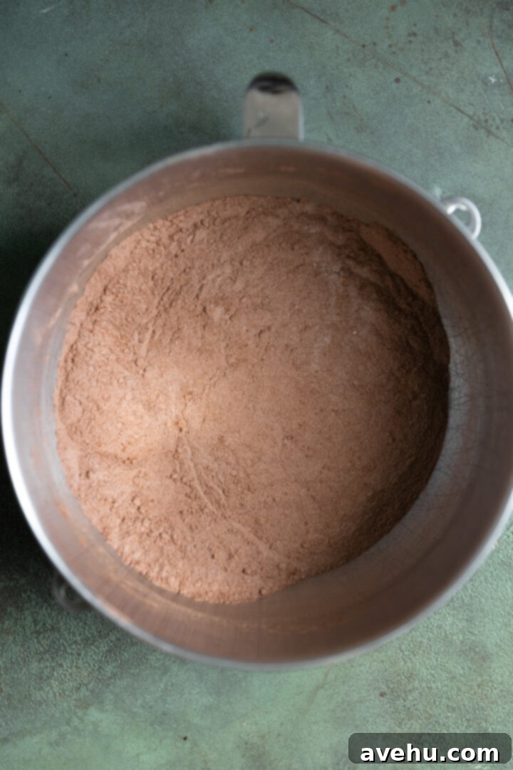 Guinness Kissed Chocolate Cake with Baileys Cloud 3 Dry ingredients for an easy one-bowl Guinness chocolate cake recipe, including flour, sugar, and cocoa powder.