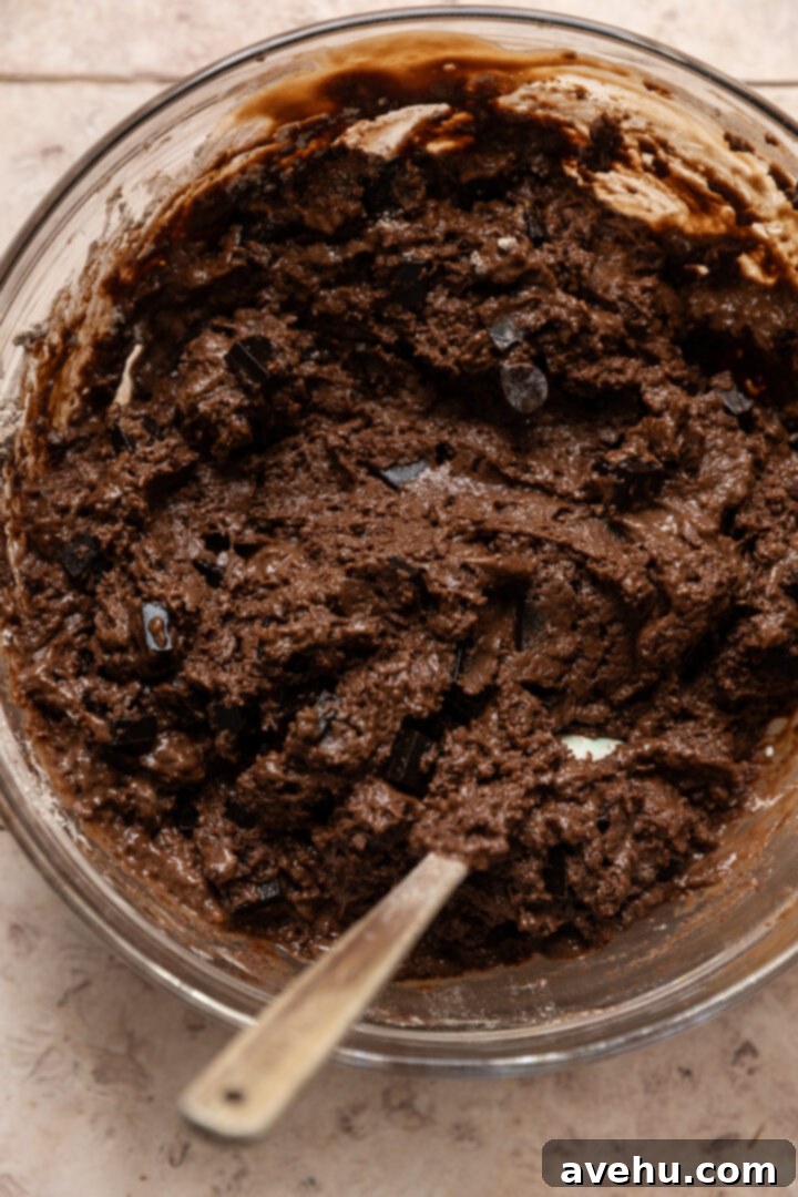 Ultimate Bakery Triple Chocolate Muffins 7 Batter for triple chocolate muffins.