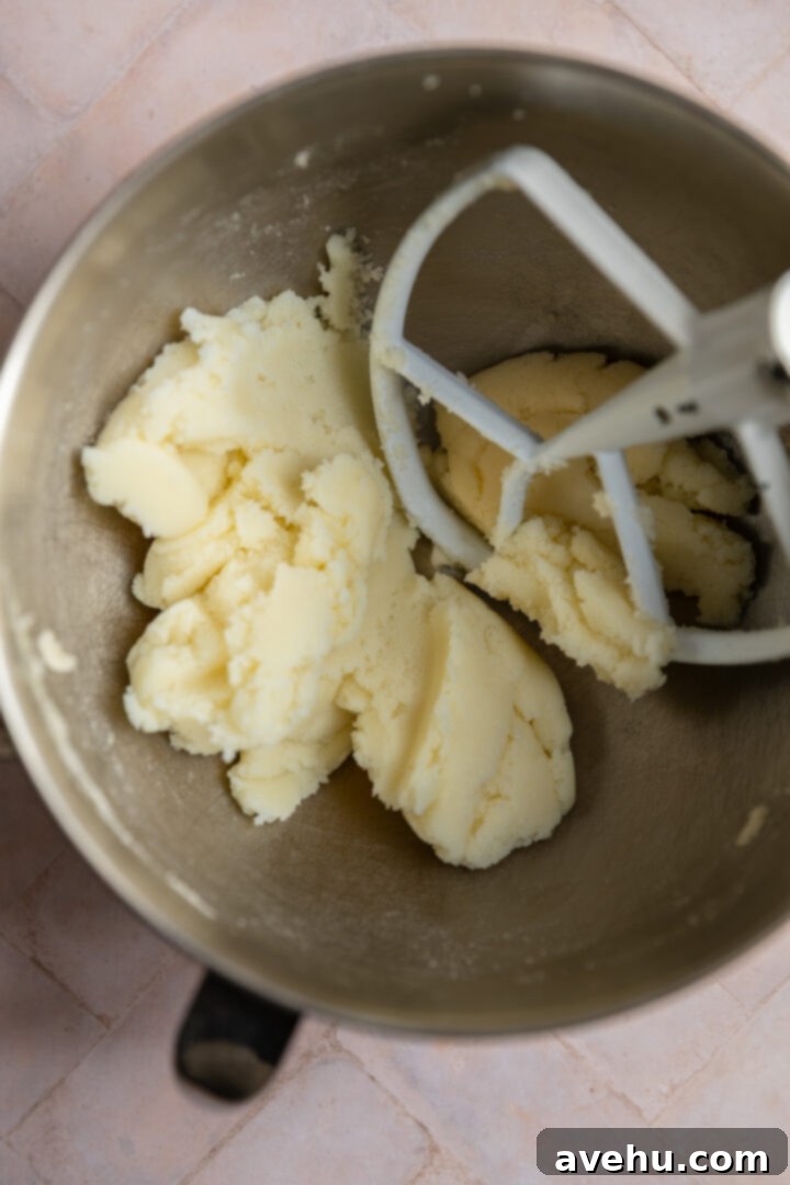 The Ultimate Vanilla Sheet Cake 4 Butter and sugar creamed in a stand mixer.