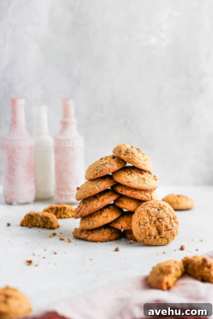 Chewy Pumpkin Maple Spice Cookies 6 A plate of chewy pumpkin maple cookies with caramel, ready to be enjoyed.