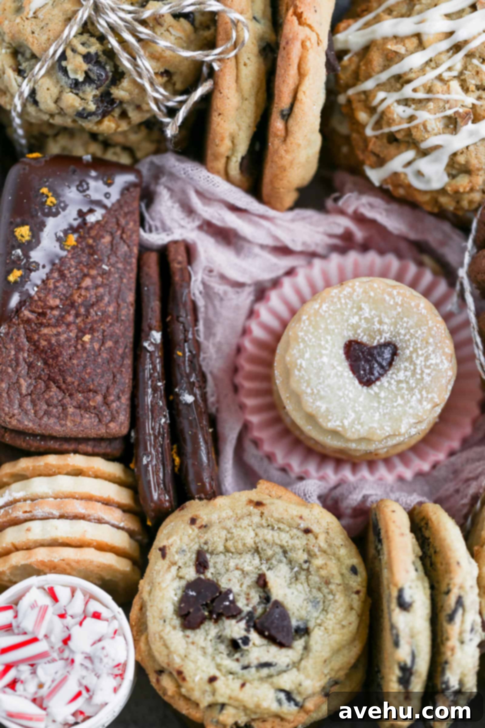Crafting the Perfect Cookie Gift Box 6 A close-up view of the seven cookie types arranged in the gift box, emphasizing the detailed presentation.