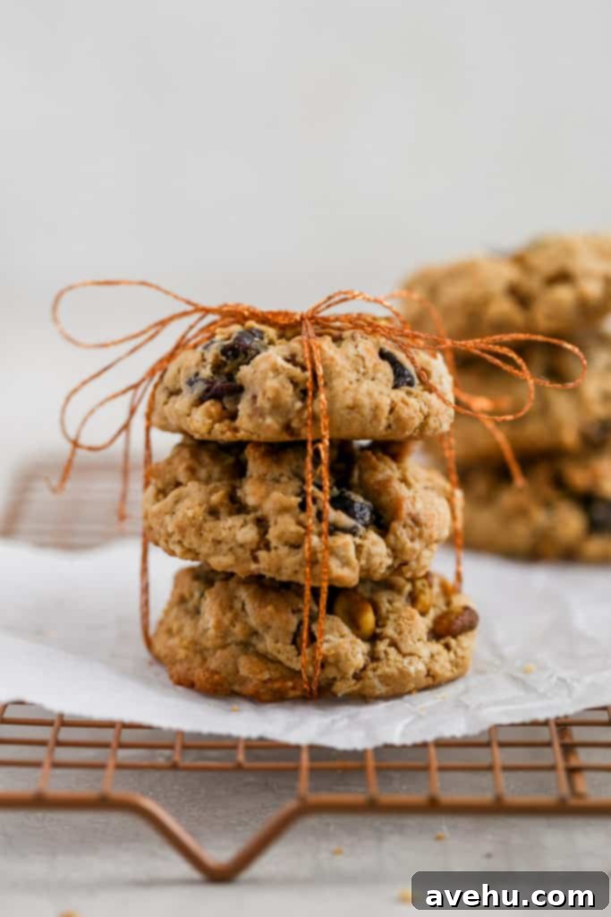 Delightful Cherry Pistachio Oatmeal Cookies 2 Close-up of cherry pistachio oatmeal cookies, perfectly baked and ready to be enjoyed.