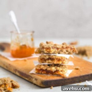 Golden Apricot Oat Crumble Bars 6 Apricot bars with oatmeal crumble