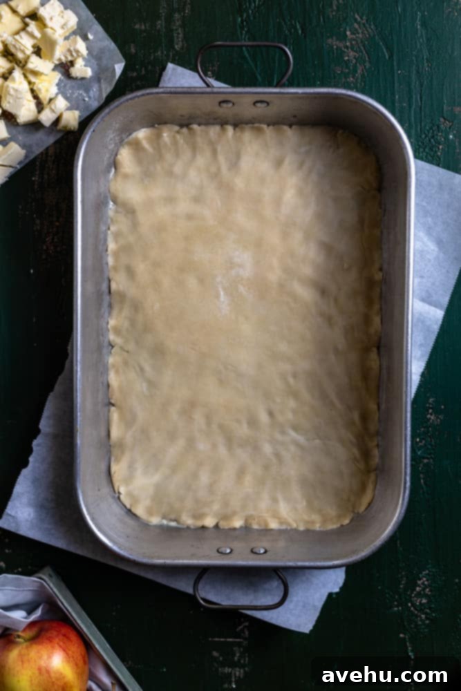 Generous 9x13 Apple Pie Bars 4 Pie dough pressed evenly into a baking pan