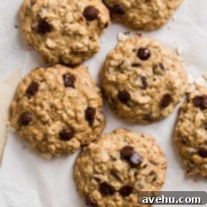 Simply Irresistible Chewy Oatmeal Chocolate Chip Cookies 2 Freshly baked oatmeal chocolate chip cookies on parchment paper, highlighting their perfect texture.