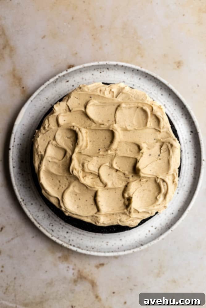 Quick Coffee Buttercream in 5 Minutes 6 Coffee frosting frosted on a cake