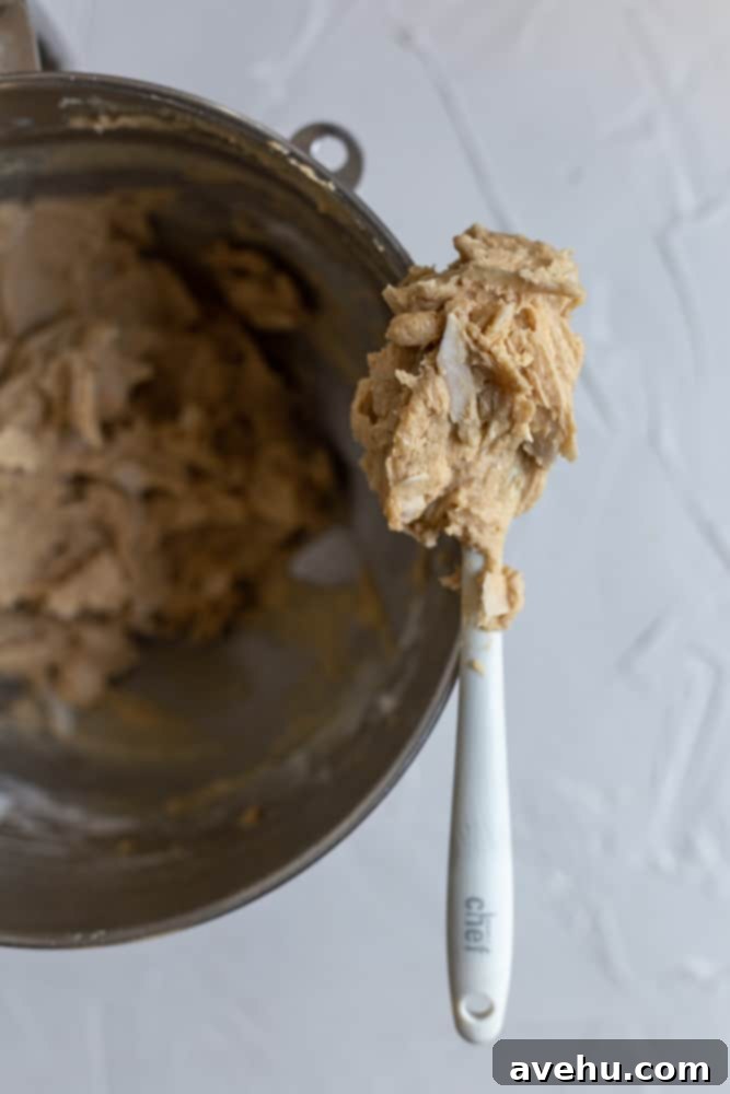 Zesty Orange Crunch-Chews 5 Finished orange cookie dough on a white spatula, ready for scooping and chilling.