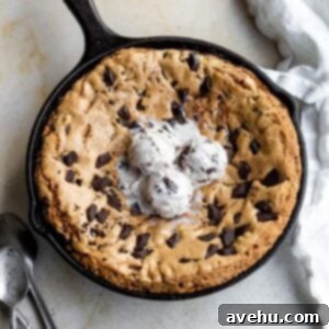 Ultimate Gooey Skillet Chocolate Chip Cookie 10 Skillet cookie topped with 3 scoops of ice cream