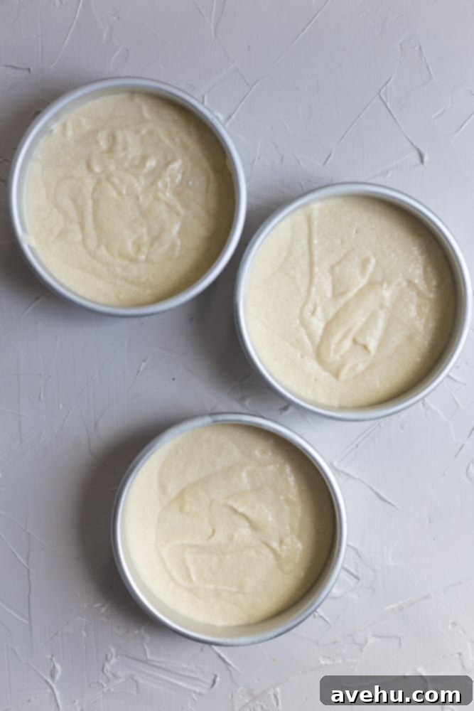 Lush Berry Chantilly Layers 3 Chantilly cake batter divided into three 6-inch pans