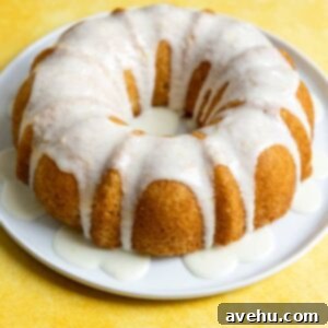 Whip Up an Easy 3 Minute Lemon Glaze for Bundt Cakes 2 A beautiful bundt cake lavishly drizzled with a homemade white lemon glaze, ready to be served.