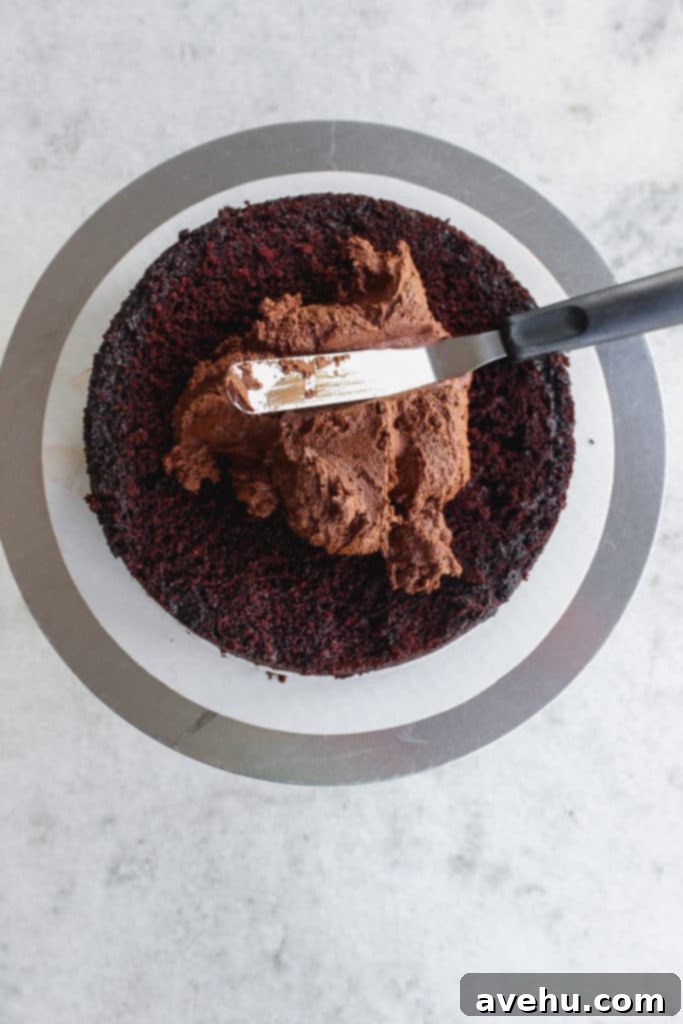 Elevate Your Cakes To Pro Level: 10 Essential Techniques 6 chocolate cake being frosted with chocolate buttercream