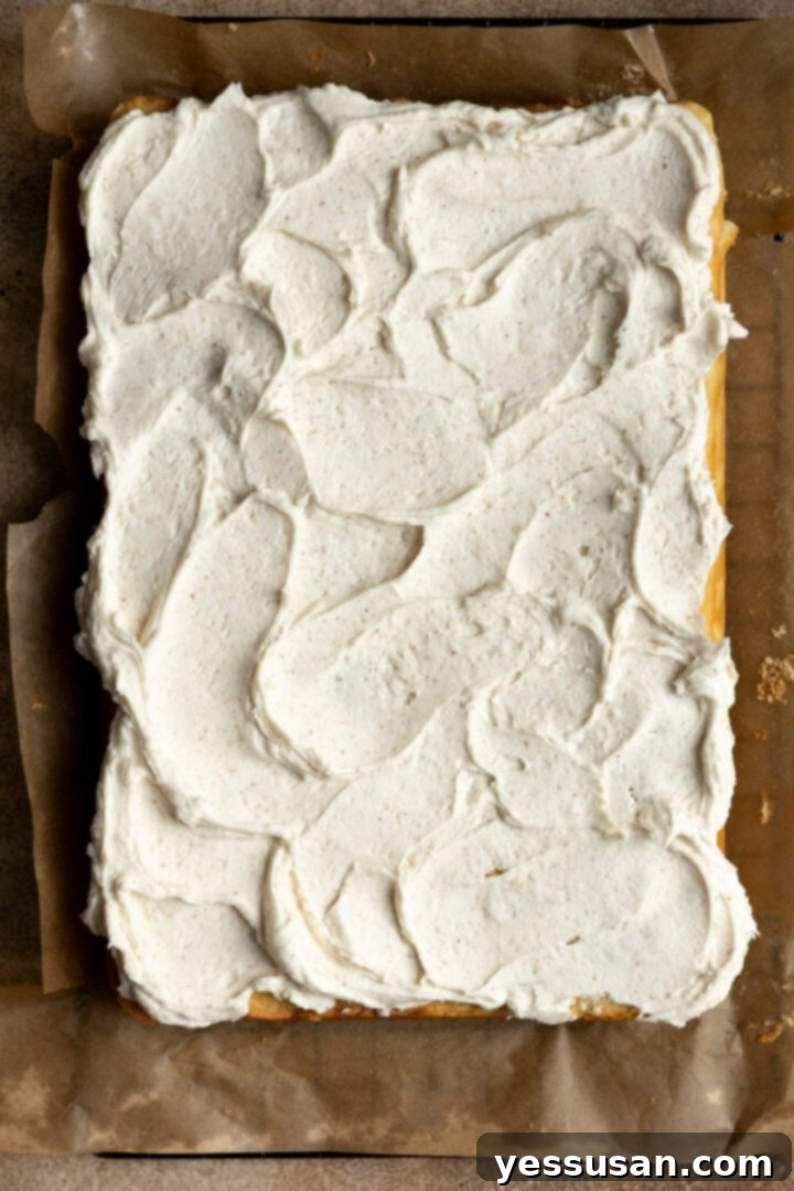 Fluffy Golden Butter Cake 10 A fully frosted 9x13 inch butter cake with elegant swoops of brown butter frosting.